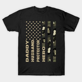 American Flag Dad Hero Camo T-Shirt